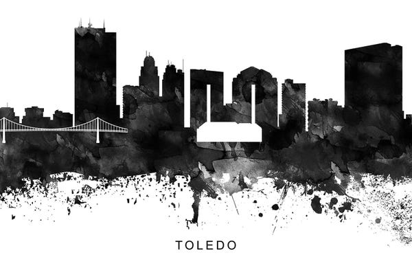 Toledo: Toledo Skyline Black & White by WallDecorAddict