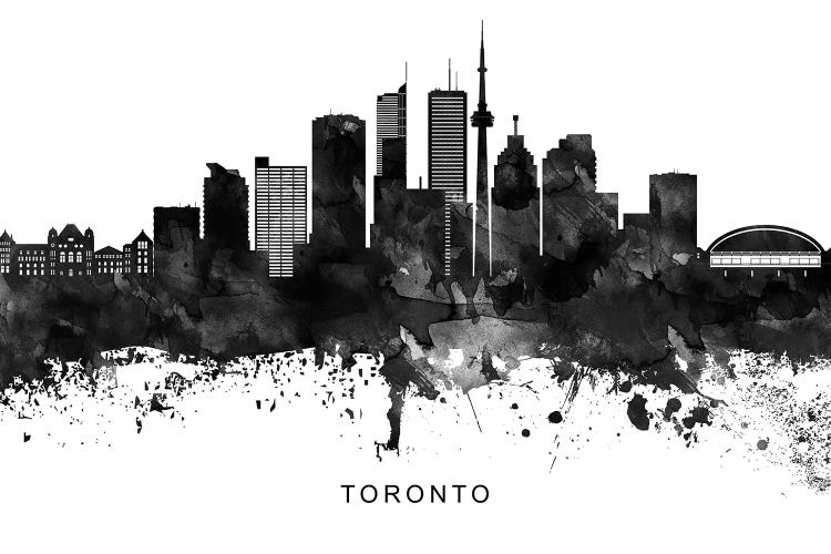 Toronto Skyline Black & White by WallDecorAddict wall art