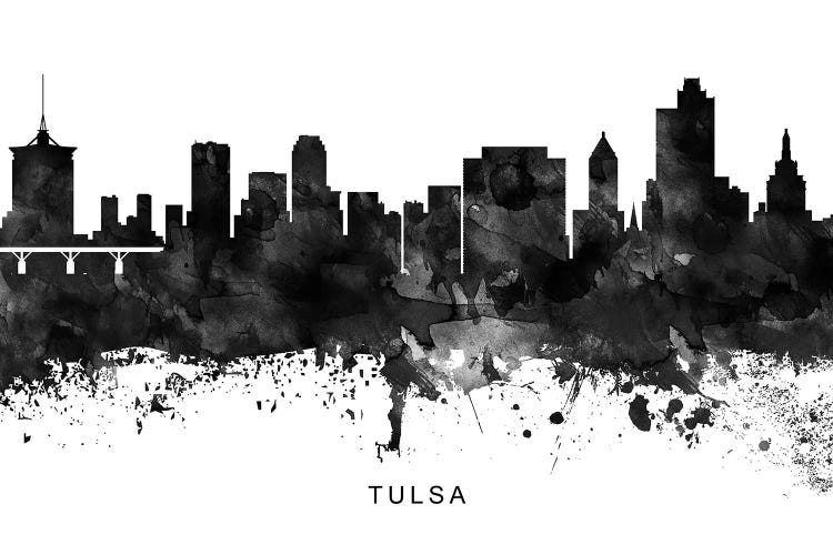 Tulsa Skyline Black & White by WallDecorAddict wall art