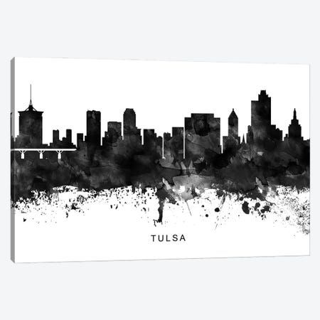 Tulsa Skyline Black & White Canvas Print #WDA863} by WallDecorAddict Canvas Print