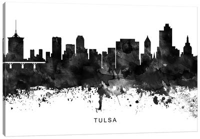 Tulsa Skyline Black & White Canvas Art Print - WallDecorAddict