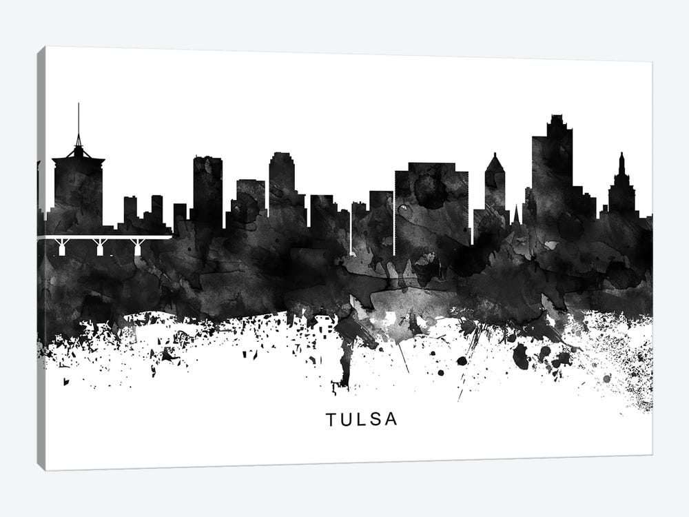 Tulsa Skyline Black & White by WallDecorAddict 1-piece Art Print