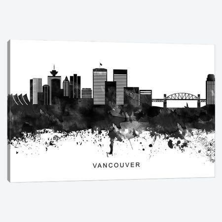 Vancouver Skyline Black & White Canvas Print #WDA864} by WallDecorAddict Canvas Wall Art