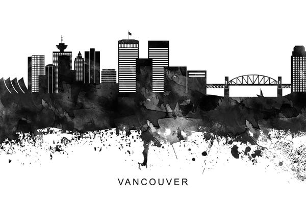 British Columbia: Vancouver Skyline Black & White by WallDecorAddict