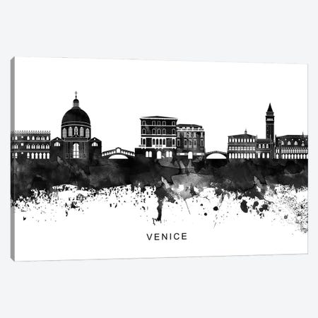 Venice Skyline Black & White Canvas Print #WDA865} by WallDecorAddict Canvas Wall Art