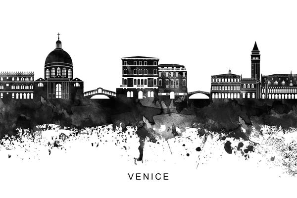 Veneto: Venice Skyline Black & White by WallDecorAddict
