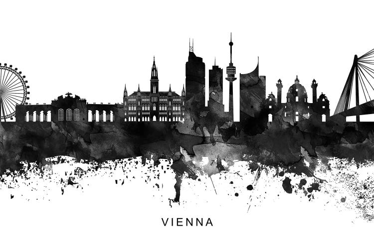 Vienna Skyline Black & White by WallDecorAddict wall art