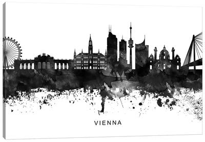 Vienna Skyline Black & White Canvas Art Print - Austria Art