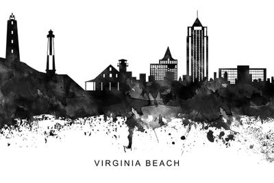Virginia Skyline Black & White by WallDecorAddict canvas print