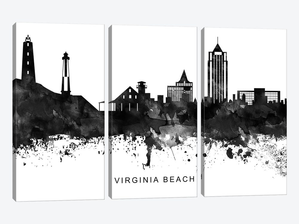Virginia Skyline Black & White by WallDecorAddict 3-piece Art Print