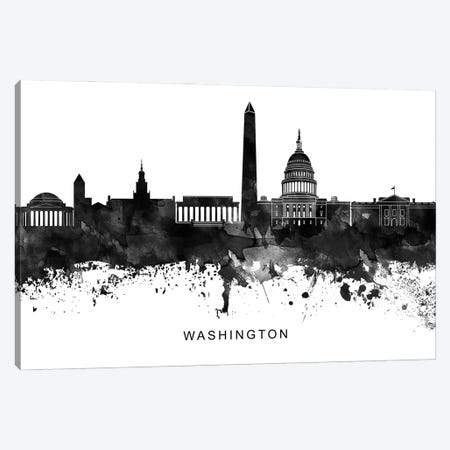 Washington Skyline Black & White Canvas Print #WDA869} by WallDecorAddict Art Print