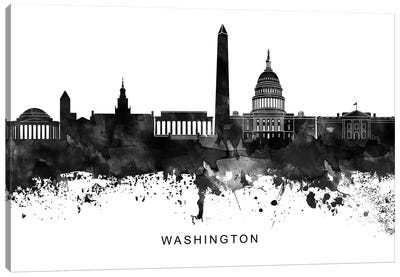 Washington Skyline Black & White Canvas Art Print - Washington DC Skylines