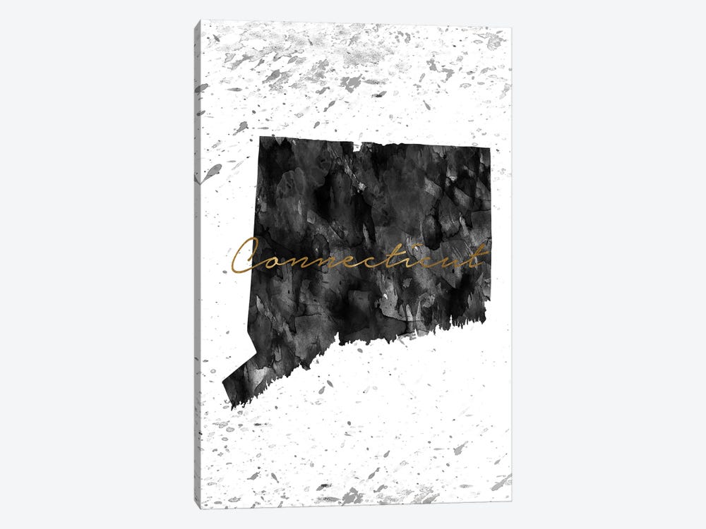 Connecticut Black And White Gold by WallDecorAddict 1-piece Art Print