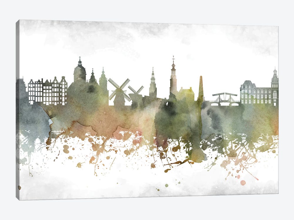 Amsterdam Skyline by WallDecorAddict 1-piece Canvas Art Print