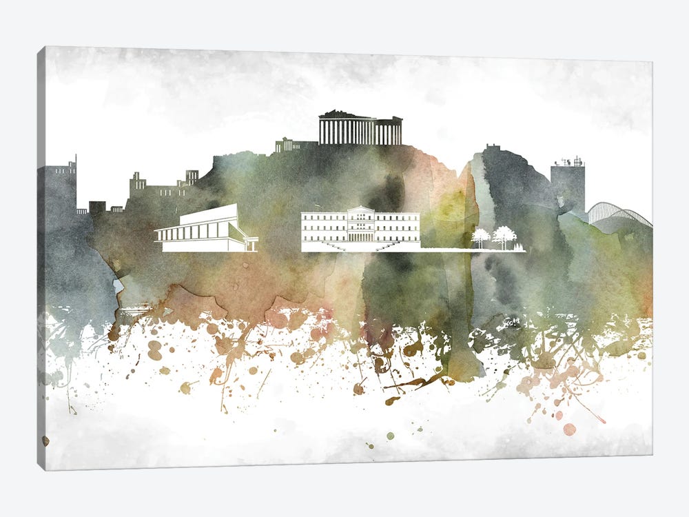 Athens Skyline by WallDecorAddict 1-piece Canvas Art Print