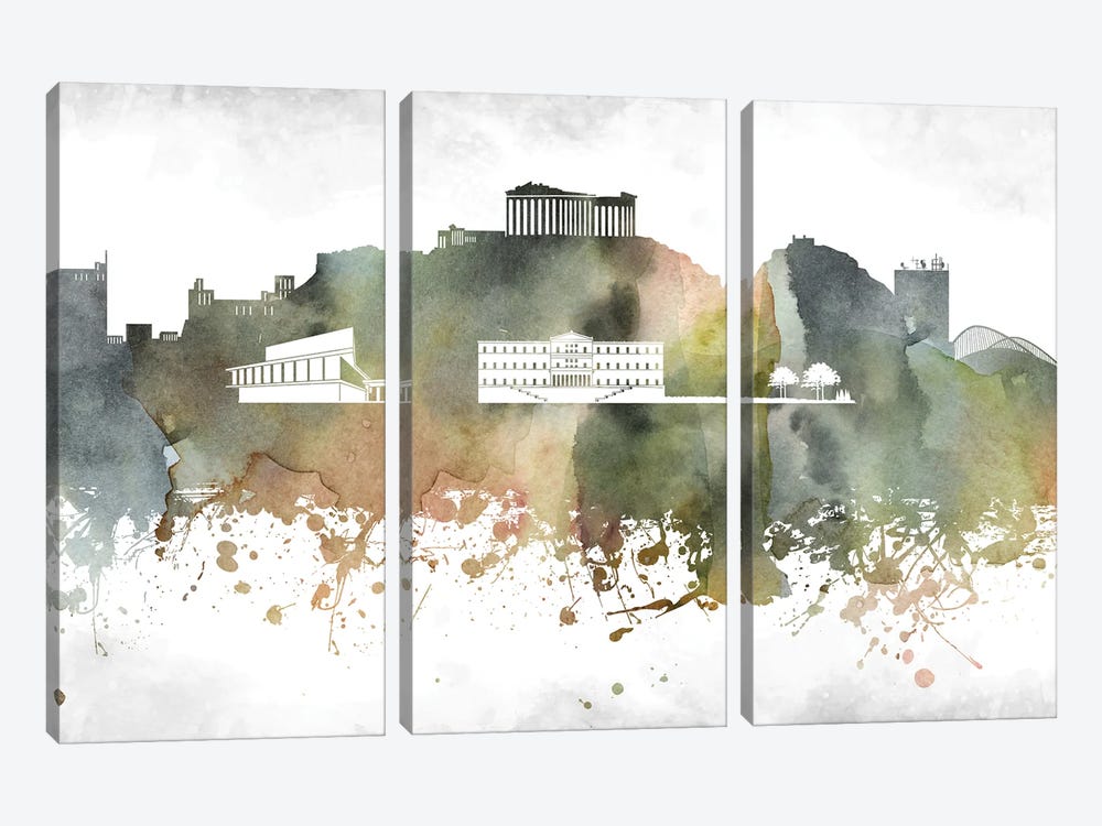 Athens Skyline by WallDecorAddict 3-piece Art Print