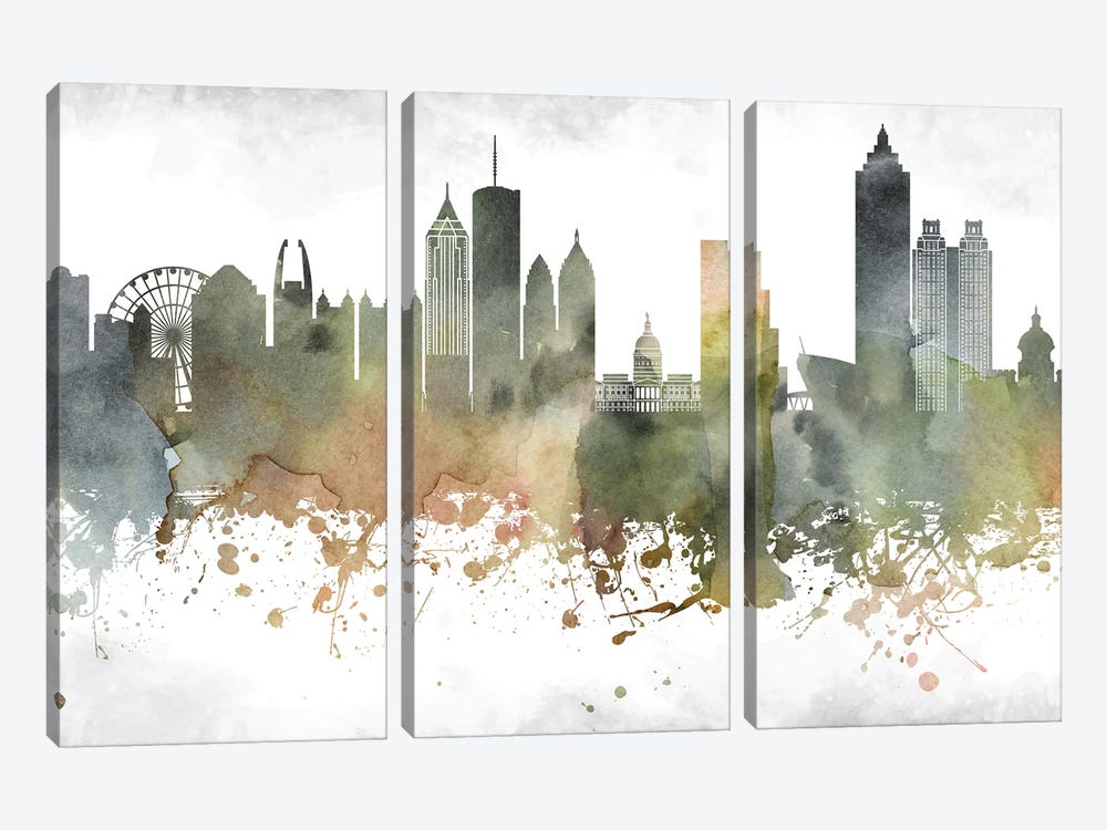 Atlanta Skyline by WallDecorAddict 3-piece Canvas Art