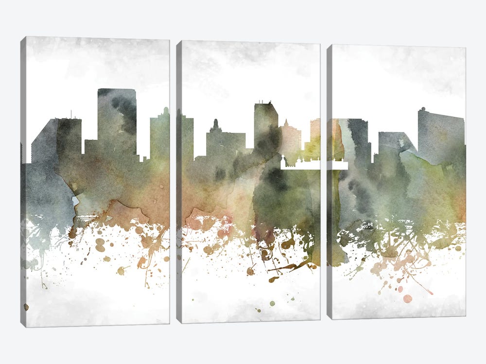 Atlantic City Skyline by WallDecorAddict 3-piece Canvas Art Print