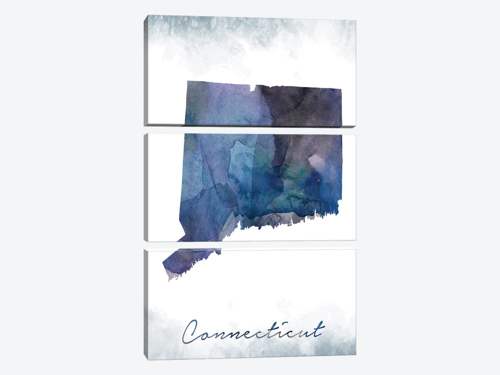 Connecticut State Bluish by WallDecorAddict 3-piece Canvas Wall Art