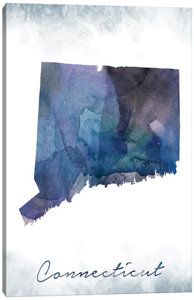 Connecticut State Bluish Canvas Art Print - WallDecorAddict