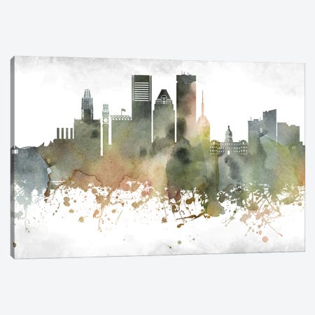 Baltimore Skyline Canvas Print #WDA881} by WallDecorAddict Art Print