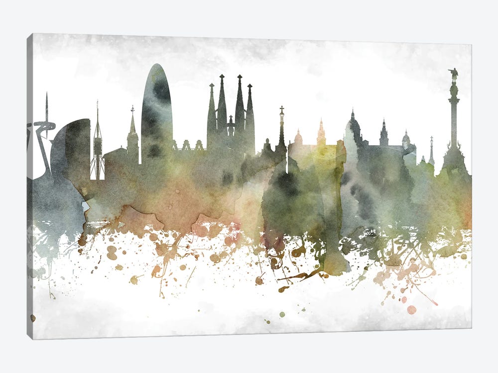 Barcelona Skyline by WallDecorAddict 1-piece Art Print