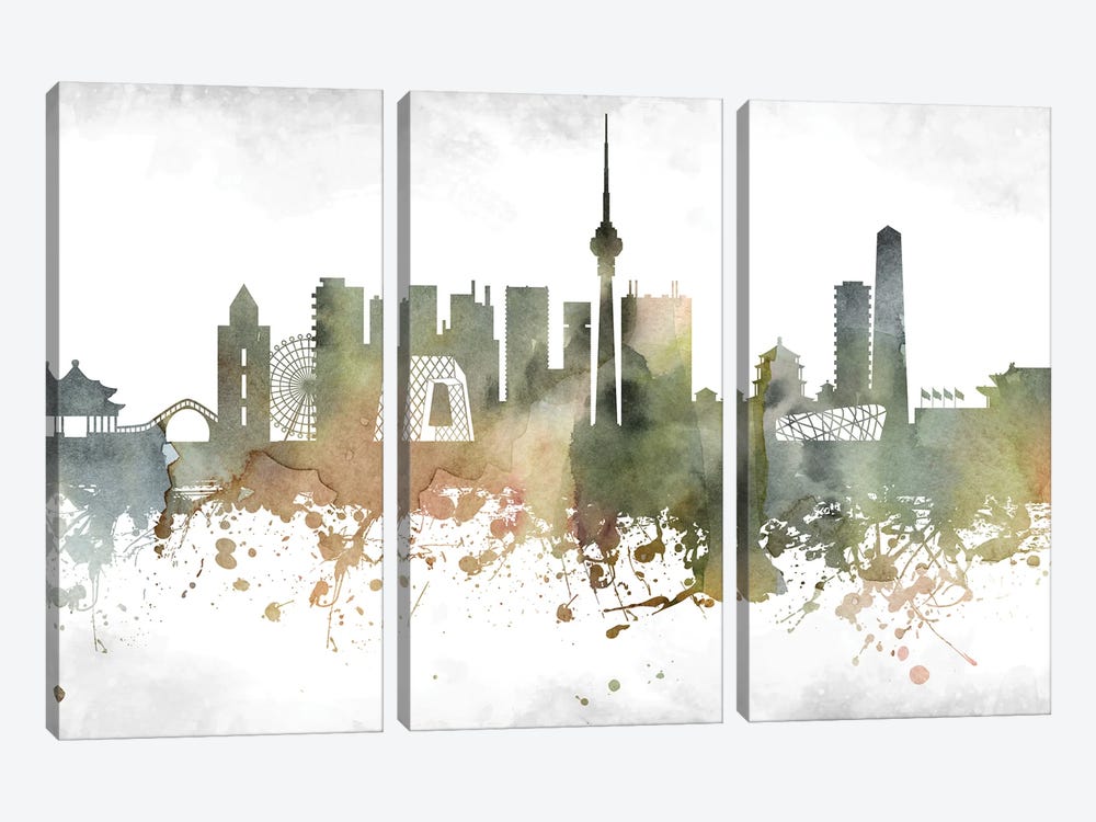 Beijing Skyline by WallDecorAddict 3-piece Canvas Art