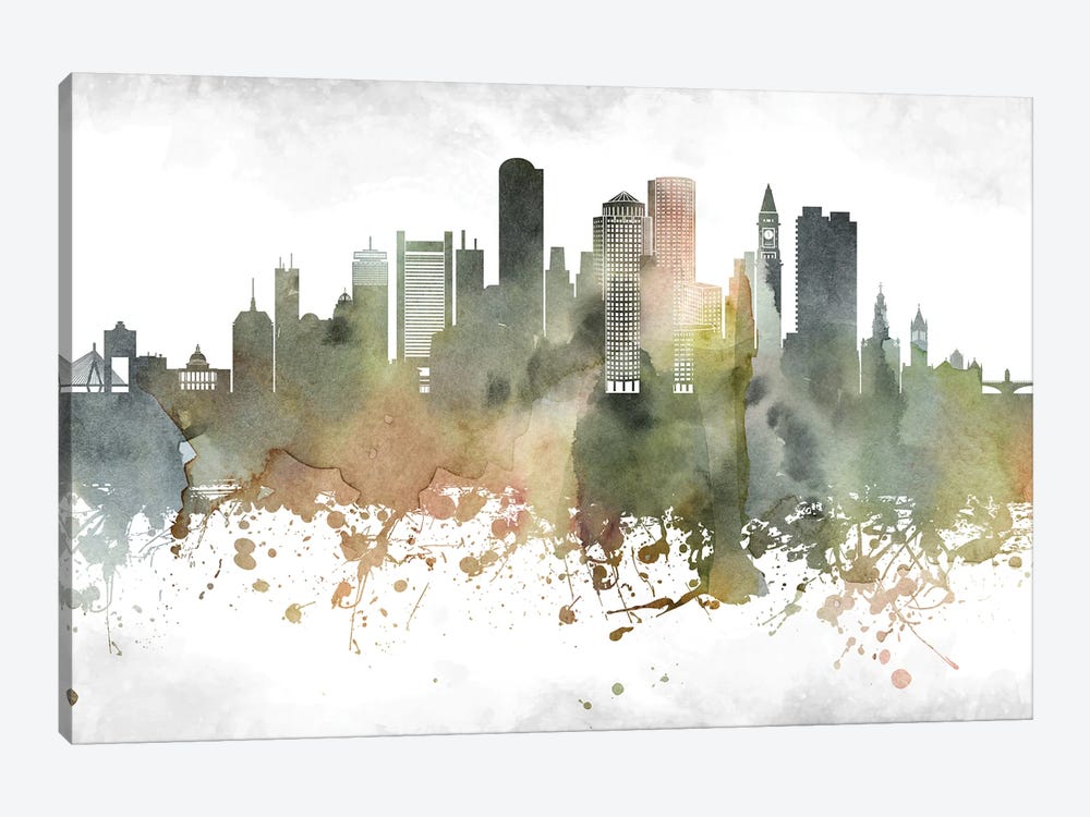 Boston Skyline by WallDecorAddict 1-piece Canvas Artwork