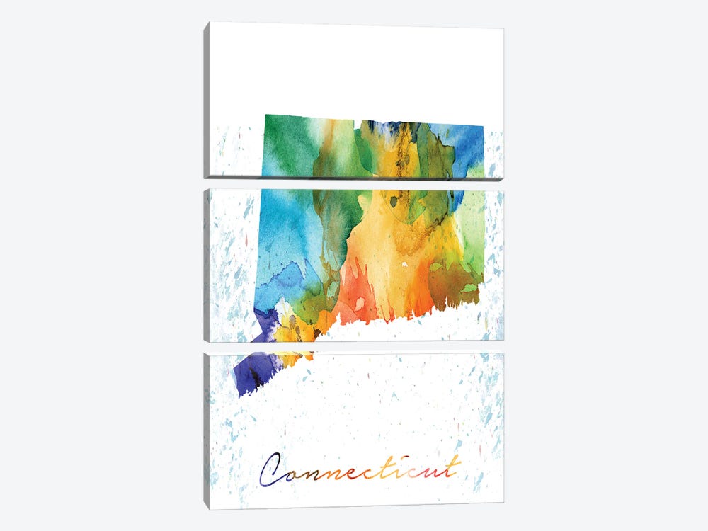 Connecticut State Colorful by WallDecorAddict 3-piece Art Print