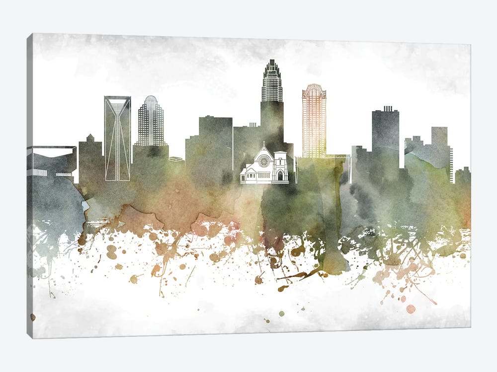 Charlotte Skyline by WallDecorAddict 1-piece Canvas Artwork