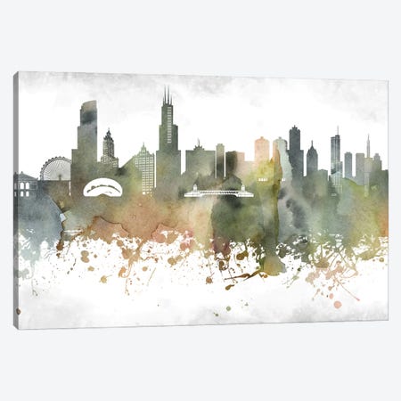 Chicago Skyline Canvas Print #WDA898} by WallDecorAddict Canvas Wall Art