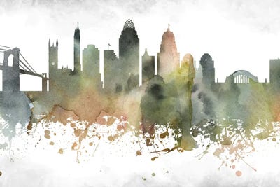 Cincinnati Skyline Art Print By WallDecorAddict | ICanvas