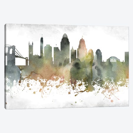 Cincinnati Skyline Canvas Print #WDA899} by WallDecorAddict Canvas Artwork