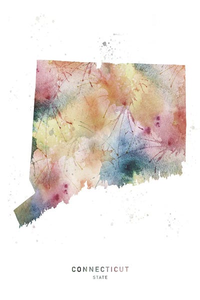 Connecticut: Connecticut State Watercolor by WallDecorAddict