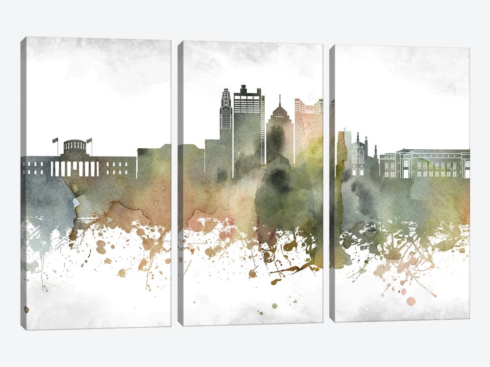 Columbus Skyline by WallDecorAddict 3-piece Canvas Art