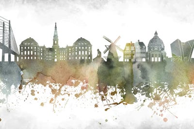 Copenhagen Skyline by WallDecorAddict framed wall art