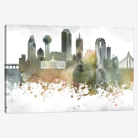 Dallas Skyline Canvas Print #WDA904} by WallDecorAddict Art Print
