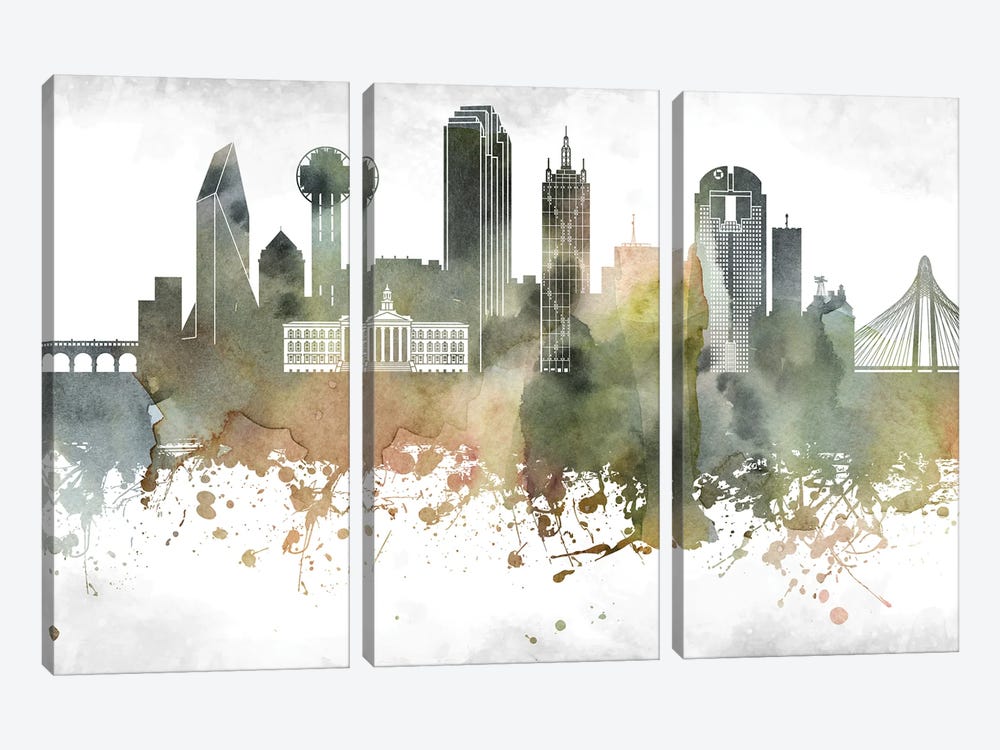 Dallas Skyline by WallDecorAddict 3-piece Canvas Print
