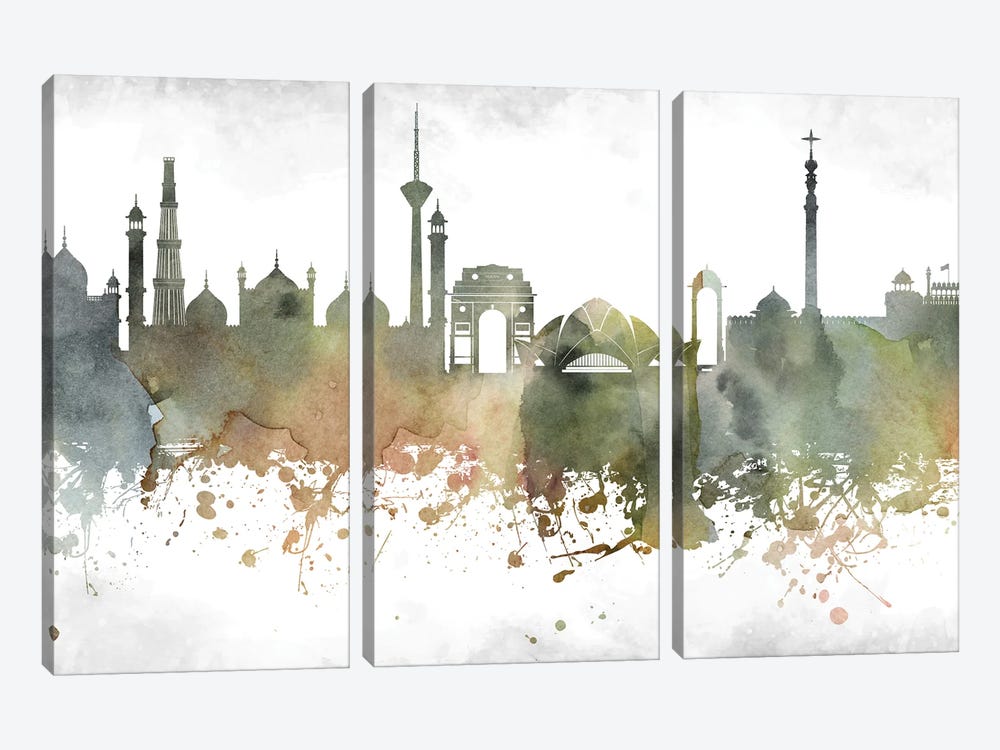 Delhi Skyline by WallDecorAddict 3-piece Canvas Wall Art