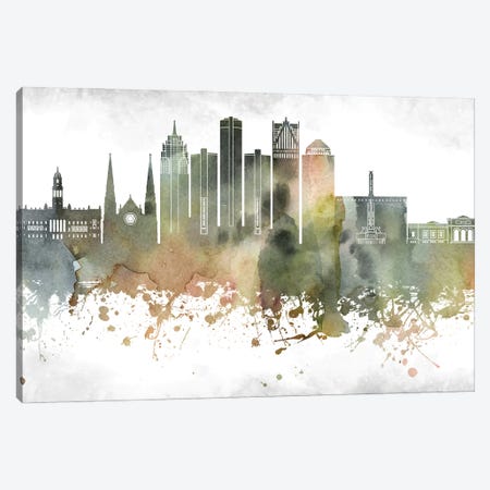 Detroit Skyline Canvas Print #WDA906} by WallDecorAddict Canvas Print