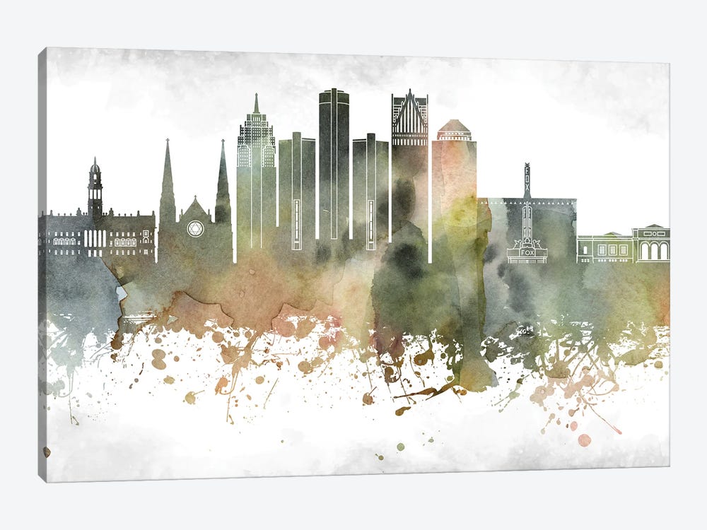 Detroit Skyline by WallDecorAddict 1-piece Canvas Print