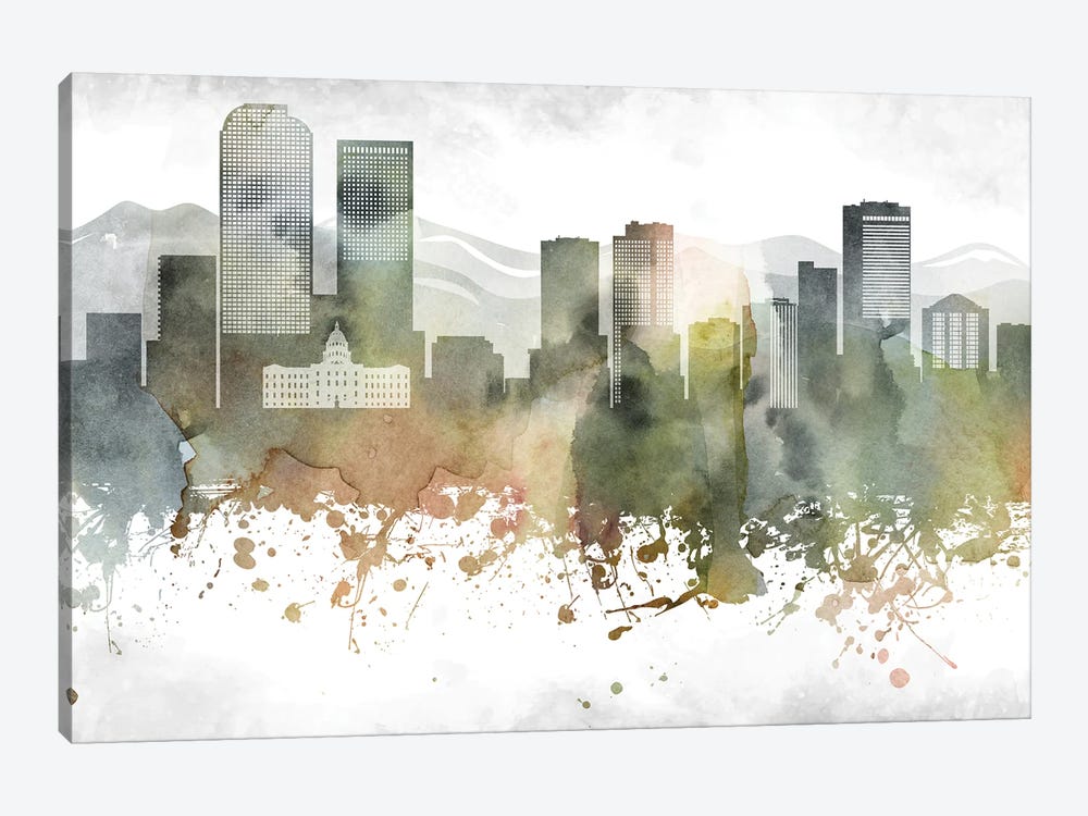 Denver Skyline by WallDecorAddict 1-piece Canvas Wall Art