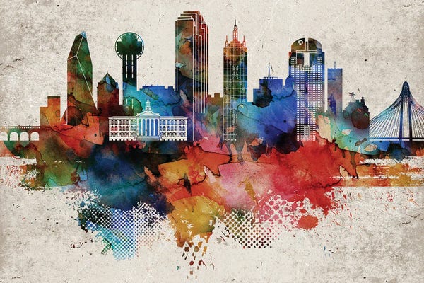 Skylines: Dallas Abstract by WallDecorAddict