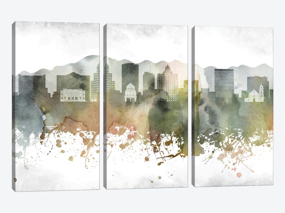 El Paso Skyline by WallDecorAddict 3-piece Canvas Print
