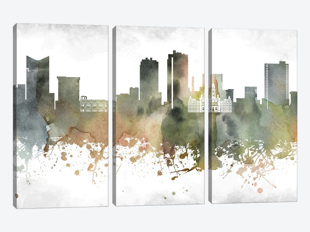 Fort Worth Skyline by WallDecorAddict 3-piece Canvas Art Print