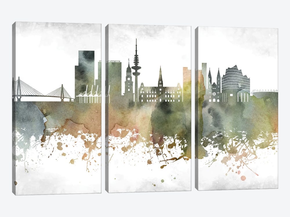 Hamburg Skyline by WallDecorAddict 3-piece Art Print