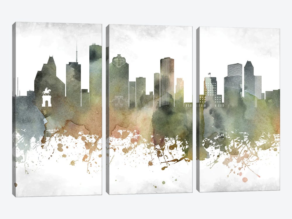Houston Skyline by WallDecorAddict 3-piece Art Print