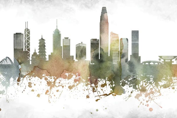 China: Hong Kong Greenish Skyline by WallDecorAddict