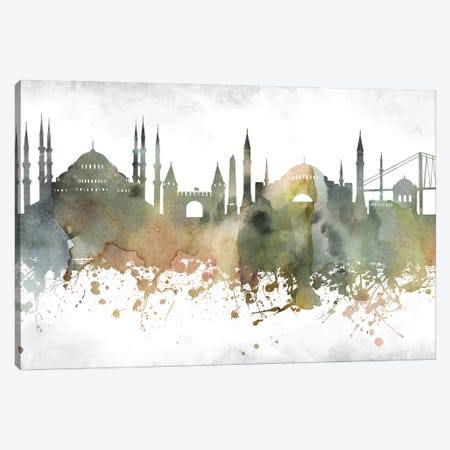 Istanbul  Greenish Skyline Canvas Print #WDA927} by WallDecorAddict Art Print