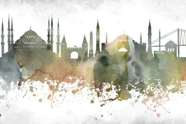 WallDecorAddict: Istanbul  Greenish Skyline by WallDecorAddict